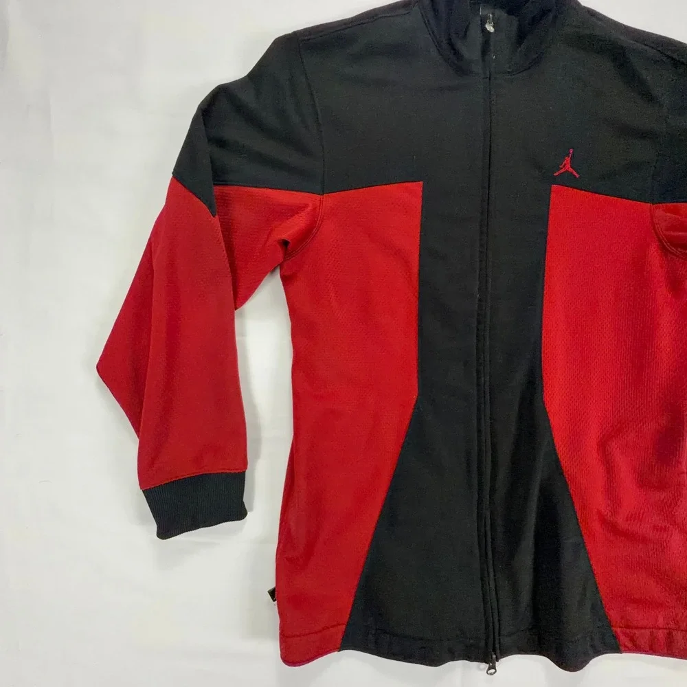 VTG Jordan Womens Track Jacket Full Zip Black‎ Red Colorblock Athletic Jacket M